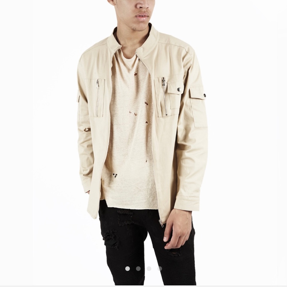 Military Style Utility Zip Shirt by Underrated Size Large